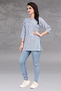 Trendy Straight Blue Striped Khadi Cotton Kurta-thumb4