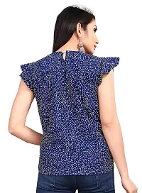 Party Flared Sleeves Printed Women Blue Top (X-Large, Blue)-thumb1