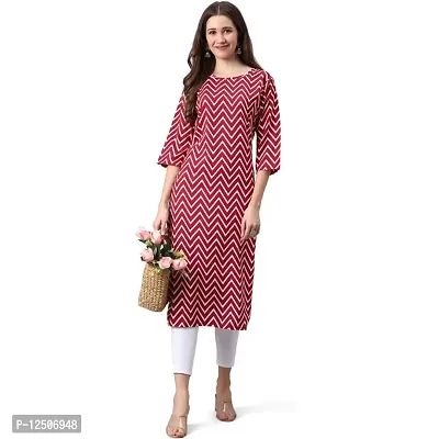 Women Printed Crepe Straight Kurta  (Maroon)