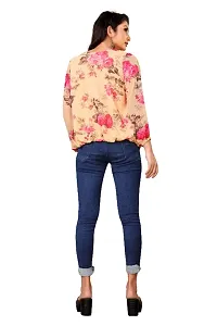 Casual Puff Sleeves Printed Women Pink Top-thumb1