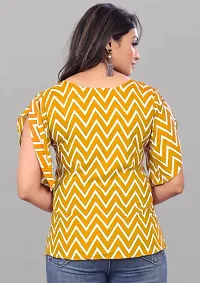 Casual Petal Sleeves Printed Women Yellow Top-thumb1