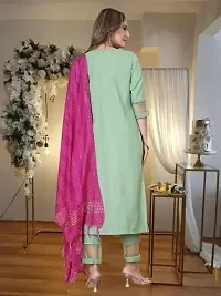 Beautiful Rayon Green Embroidered Kurta Pant And Dupatta Set For Women-thumb1