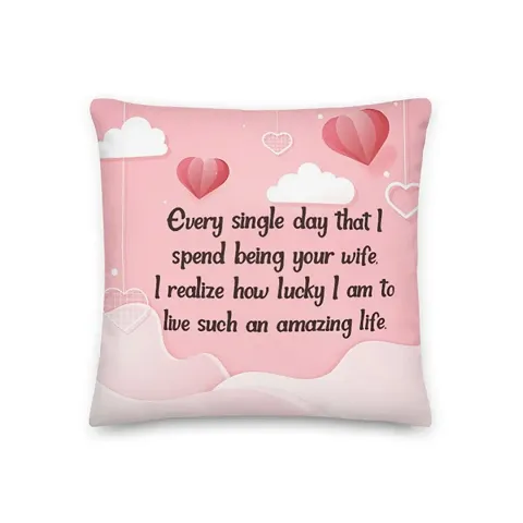 Love Quotes Printed 12 x 12 Inch Cushion with Filler for Gift to Husband, Wife, Boyfriend, Girlfriend, Couple, Love, Valentine, Anniversary, Wedding