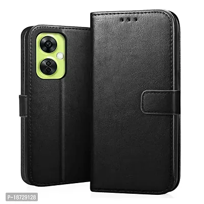 KD Mobile Centre OnePlus Nord Ce 3 Lite 5G Flip Cover Leather Finish | Inside TPU with Card Pockets | Wallet Stand and Shock Proof | Complete Protection Flip Case (Black)