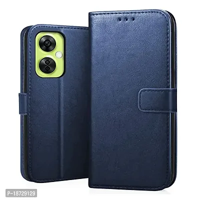 KD Mobile Centre OnePlus Nord Ce 3 Lite 5G Flip Cover Leather Finish | Inside TPU with Card Pockets | Wallet Stand and Shock Proof | Complete Protection Flip Case (Blue)