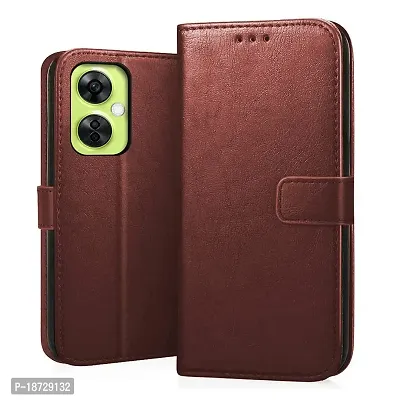 KD Mobile Centre OnePlus Nord Ce 3 Lite 5G Flip Cover Leather Finish | Inside TPU with Card Pockets | Wallet Stand and Shock Proof | Complete Protection Flip Case (Brown)