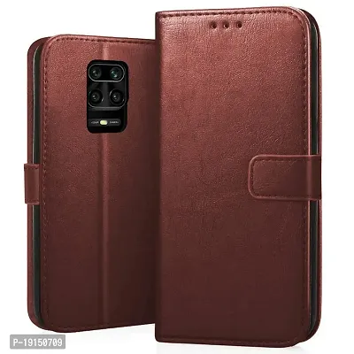 KD Mobile Flip Cover Case for Xiaomi Mi Redmi Note 9 Pro / Mi Note 9 Pro Max / Mi Note 10 Lite  (Leather Finish | Magnetic Closure | Inner TPU | Foldable Stand | Wallet Card Slots | Brown)-thumb0