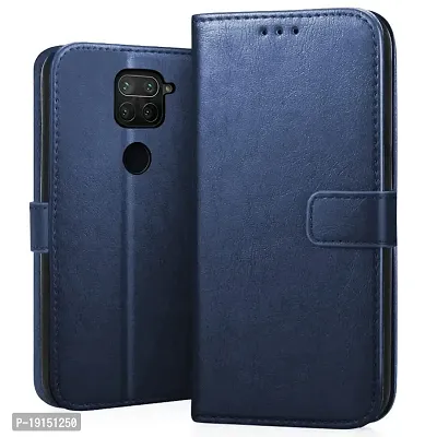 KD Mobile Flip Cover Case for Xiaomi Mi Redmi Note 9   (Leather Finish | Magnetic Closure | Inner TPU | Foldable Stand | Wallet Card Slots | Blue)