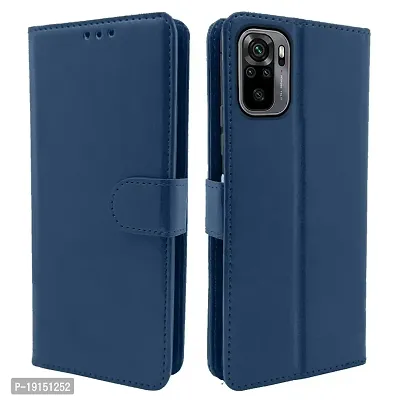 KD Mobile Flip Cover Case for Xiaomi Mi Redmi Note 10 / Mi Note 10s  (Leather Finish | Magnetic Closure | Inner TPU | Foldable Stand | Wallet Card Slots | Blue)