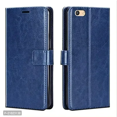 KD Mobile Oppo A57 Flip Case | Premium Leather Finish Flip Cover | with Card Pockets | Wallet Stand |Complete Protection Flip Cover for Oppo A57 - Blue