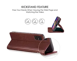 KDM Vivo T1 5G / Vivo Y75 5G/ iQOO Z6 5G Flip Back Cover Case | Dual-Stiched Leather Finish | Inbuilt Stand  Pockets | Wallet Style Flip Case (Brown) (Please check your phone model before buying)-thumb2