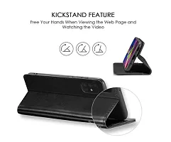 KDM Vivo T1x Flip Back Cover Case | Dual-Stiched Leather Finish | Inbuilt Stand  Pockets | Wallet Style Flip Case (Black) (Please check your phone model before buying)-thumb2