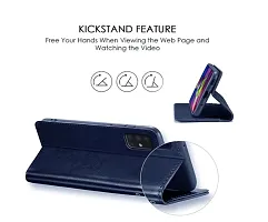 KDM Vivo T1x Flip Back Cover Case | Dual-Stiched Leather Finish | Inbuilt Stand  Pockets | Wallet Style Flip Case (Blue) (Please check your phone model before buying)-thumb4