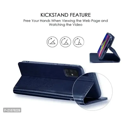 KDM Vivo T1x Flip Back Cover Case | Dual-Stiched Leather Finish | Inbuilt Stand  Pockets | Wallet Style Flip Case (Blue) (Please check your phone model before buying)-thumb5