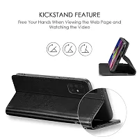 KDM OnePlus Nord CE 2 Lite (5G) Flip Cover | Leather Finish | Inside Pockets  Inbuilt Stand | Shockproof Wallet Style Magnetic Closure Back Case Flipcover (Black)-thumb2