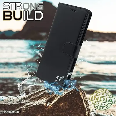 KDM OnePlus Nord CE 2 Lite (5G) Flip Cover | Leather Finish | Inside Pockets  Inbuilt Stand | Shockproof Wallet Style Magnetic Closure Back Case Flipcover (Black)-thumb4