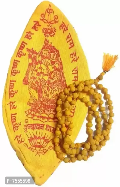 Original Natural Haldi Mala(Turmeric mala)108+1 Energized Beads Wood Chain with Gomukhi for Jap-thumb0