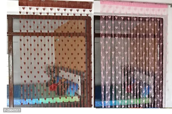 Stylish Polyester Self Pattern Door Curtain Set of 2-thumb2