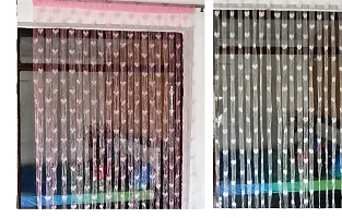 Stylish Polyester Self Pattern Door Curtain Set of 2-thumb1