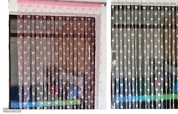 Stylish Polyester Self Pattern Door Curtain Set of 2-thumb2