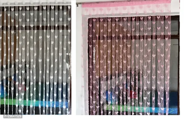 Stylish Polyester Self Pattern Door Curtain Set of 2-thumb0