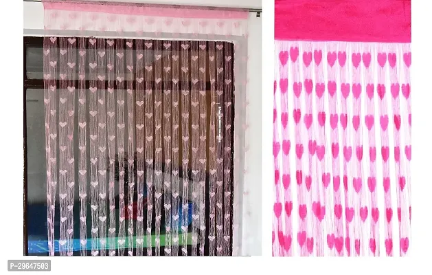 Stylish Polyester Self Pattern Door Curtain Set of 2-thumb2