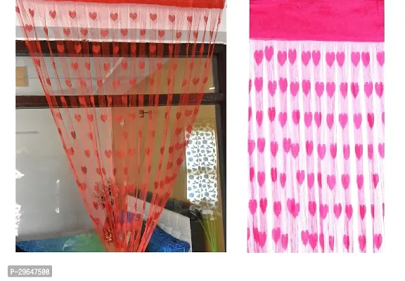 Stylish Polyester Self Pattern Door Curtain Set of 2-thumb2