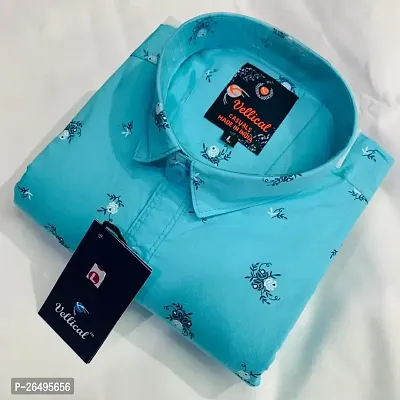 Trendy Blue Polycotton Shirt For Men