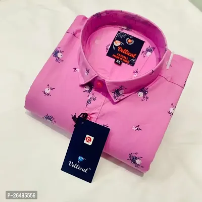 Trendy Pink Polycotton Shirt For Men-thumb0