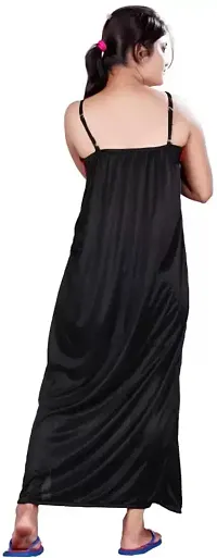 NYCTashan Women Stylish Long Nighty with Wrap Gown (Black, 2)-thumb2