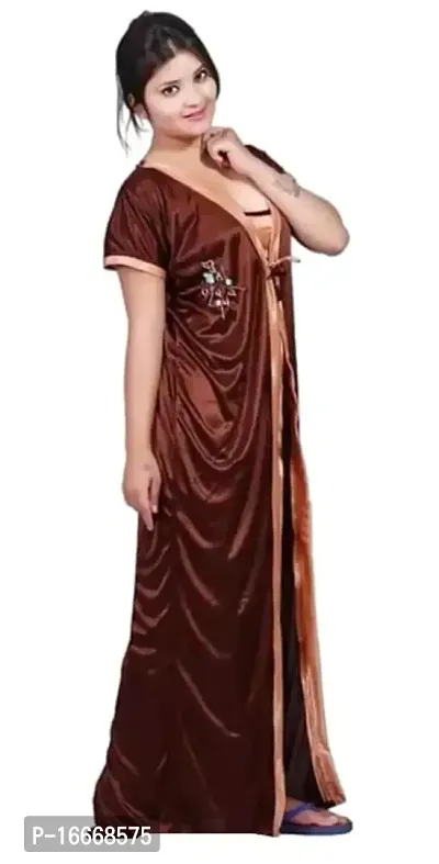 NYCTashan Women Stylish Long Nighty with Wrap Gown (Gold, 2)-thumb3