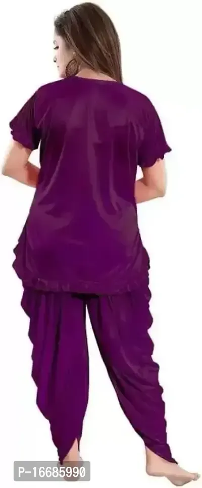 NYC Tashan Women Patiyala Night Wear Suit (Purple)-thumb2