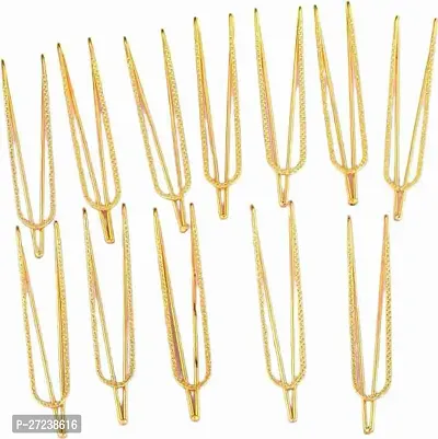 Women Multi Color Alloy Saree Pin (12 Pieces) gold-thumb0