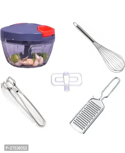 Essential kitchen combo of 4 hand chopper, steel tong, whisker  greater kitchen tool-thumb0
