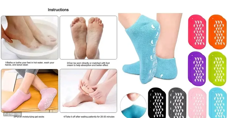 pack of 1 Half Heel Socks Anti Crack Silicon Gel Heel And Foot Moisturizing Socks for Foot Caare, Pain Relief And Heel Cracks Free Size For Men And Women-thumb2