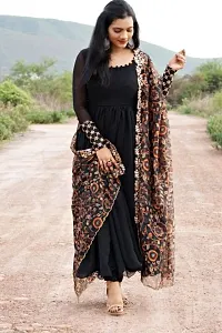 Stylish Fancy Faux Georgette Ethnic Gown With Dupatta Set For Women-thumb1