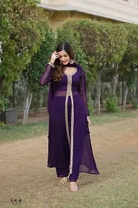 Stylish Georgette Kurta With Pant And Dupatta Set For Women-thumb2