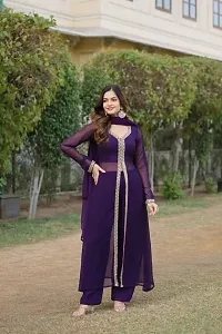 Stylish Georgette Kurta With Pant And Dupatta Set For Women-thumb3