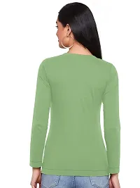 MAULIK ENTERPIRSE Women's Cottonblend Long Sleeves Top T-Shirt (Light Green) Size: Large-thumb1