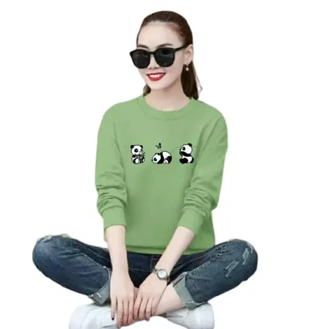 MAULIK ENTERPIRSE Women's Cottonblend Long Sleeves Top T-Shirt (Light Green) Size: Large