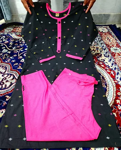 Elegant Printed Khadi Cotton Kurta with Pant Set