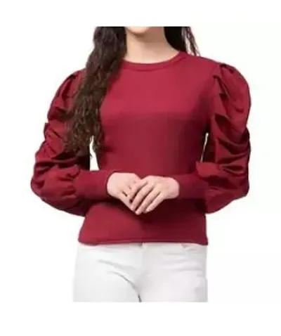 Brand New Trendy Round Neck Puff Sleeve Top Women