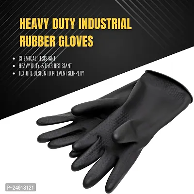 Cleaning Gloves Reusable Rubber Hand Gloves, Stretchable Gloves for Washing Cleaning Kitchen Garden (Multi Color, 2 Pair)-thumb3