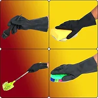 Cleaning Gloves Reusable Rubber Hand Gloves, Stretchable Gloves for Washing Cleaning Kitchen Garden (Multi Color, 2 Pair)-thumb4