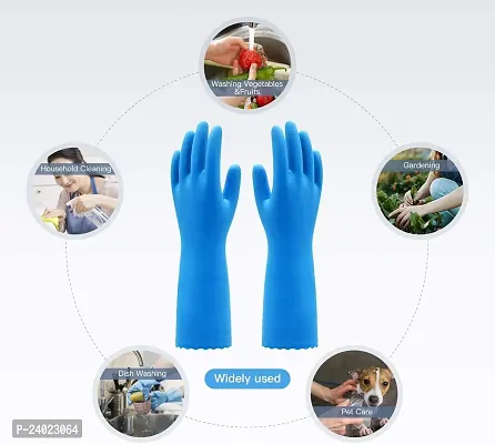 Cleaning Gloves Reusable Rubber Hand Gloves, Stretchable Gloves for Washing Cleaning Kitchen Garden (4 Pair) Colour May Vary-thumb2