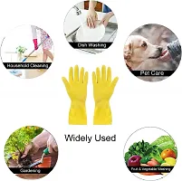 Cleaning Gloves Reusable Rubber Hand Gloves, Stretchable Gloves for Washing Cleaning Kitchen Garden (4 Pair) Colour May Vary-thumb3
