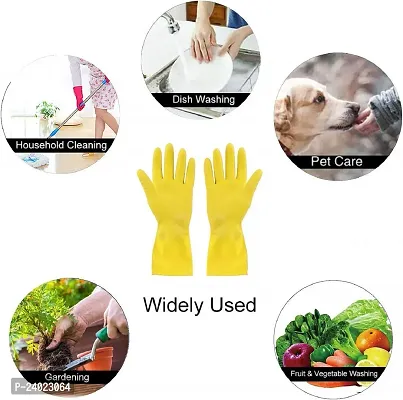 Cleaning Gloves Reusable Rubber Hand Gloves, Stretchable Gloves for Washing Cleaning Kitchen Garden (4 Pair) Colour May Vary-thumb4