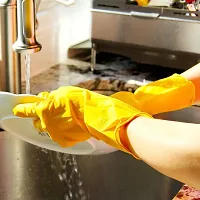 Cleaning Gloves Reusable Rubber Hand Gloves, Stretchable Gloves for Washing Cleaning Kitchen Garden (5 Pair) Colour May Vary-thumb2