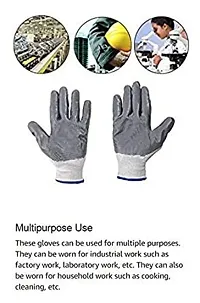 2 PAIR Cotton Anti Cutting Cut Resistant Greywhite Hand Safety Gloves Cut-Proof Protection with Rubber Grade Wet and Dry Nylon Glove-thumb2