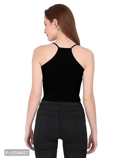 THE BLAZZE 1002 Women's Sleeveless Crop Tops Sexy Strappy Tees (Small(30"-32"), A - Black)-thumb1